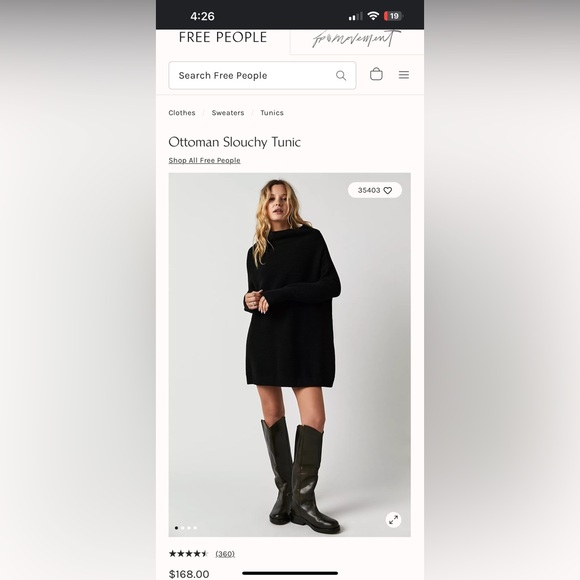 Free People Women’s Ottoman Slouchy Tunic Black XS retails now in stores $168 - Picture 6 of 6